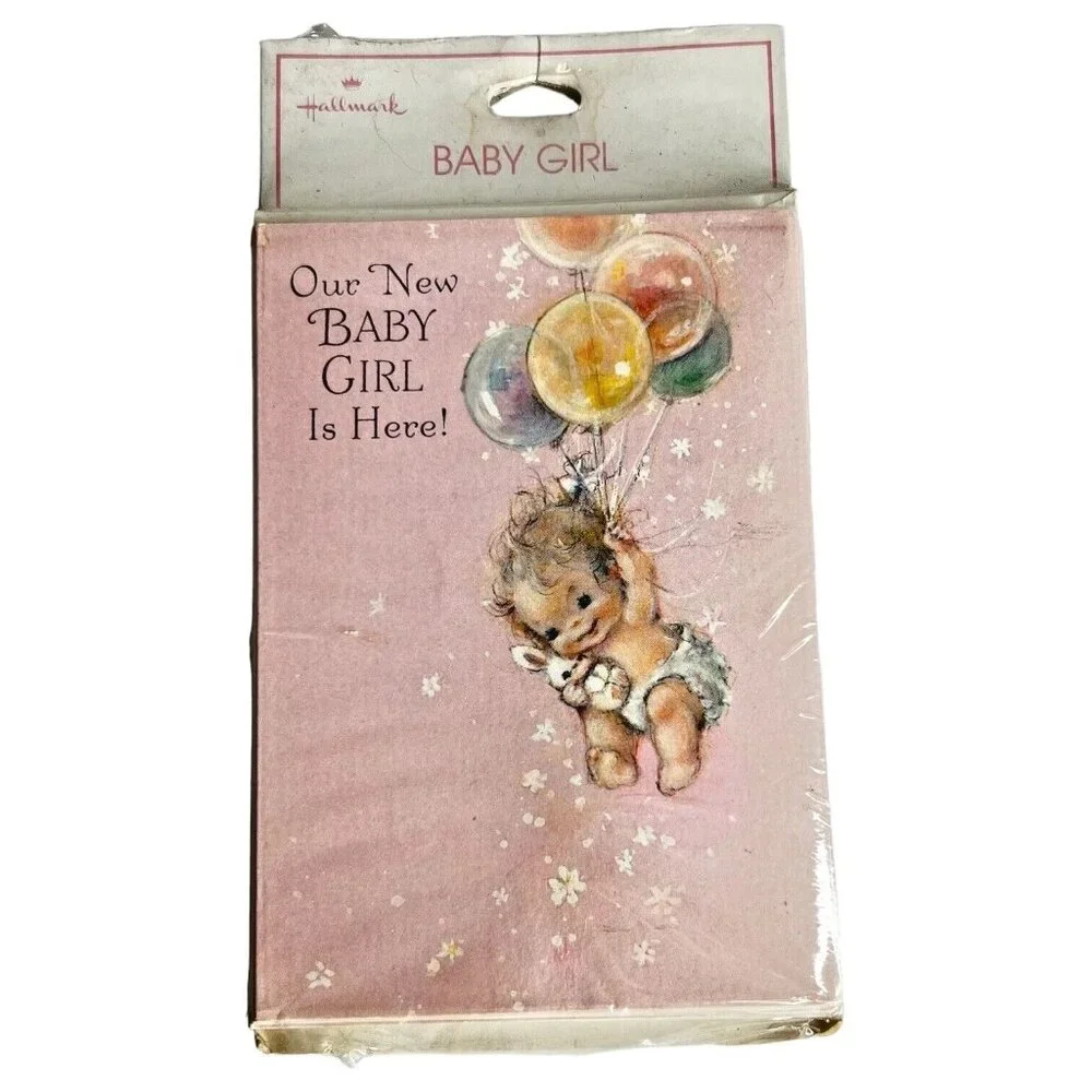Hallmark Baby Girl Birth Announcement Card Pink 20 With Envelopes VTG Sealed NOS